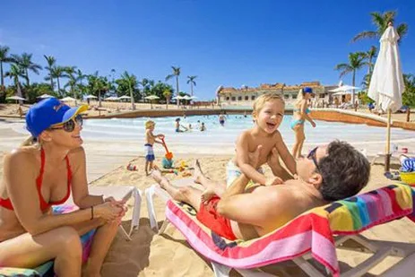 Coco Beach Wave Pool with Sandy Beach for Children Tenerife Aquapark